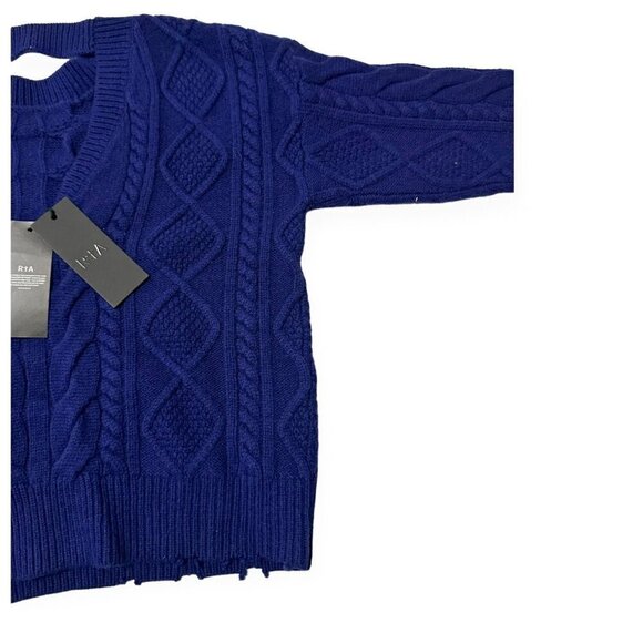 RtA Zane Reverse V-Neck Cable Knit Sweater,  Blue, Size S, New with tag - Picture 12 of 16